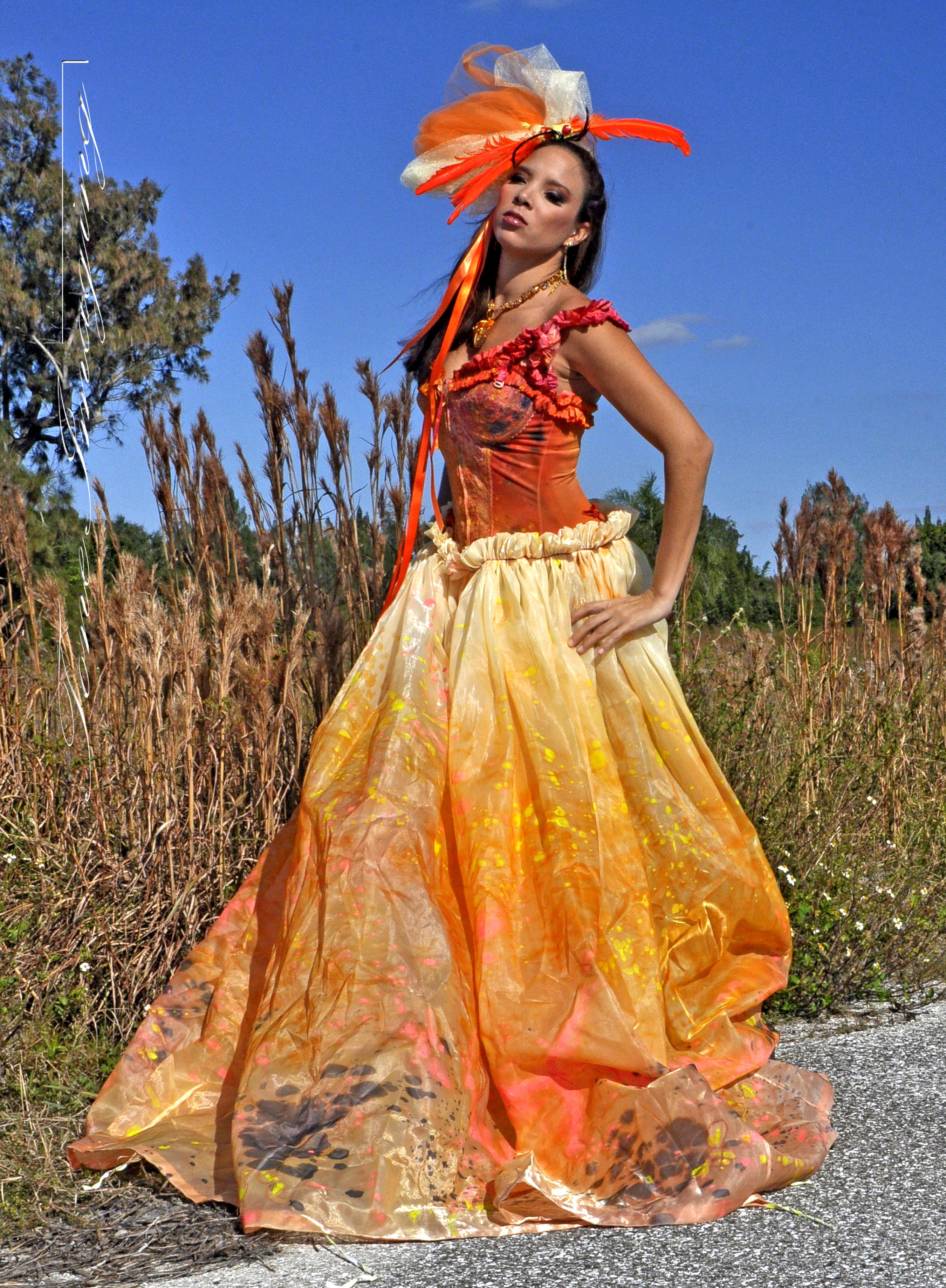 Orange Bustier Dress Custom Made