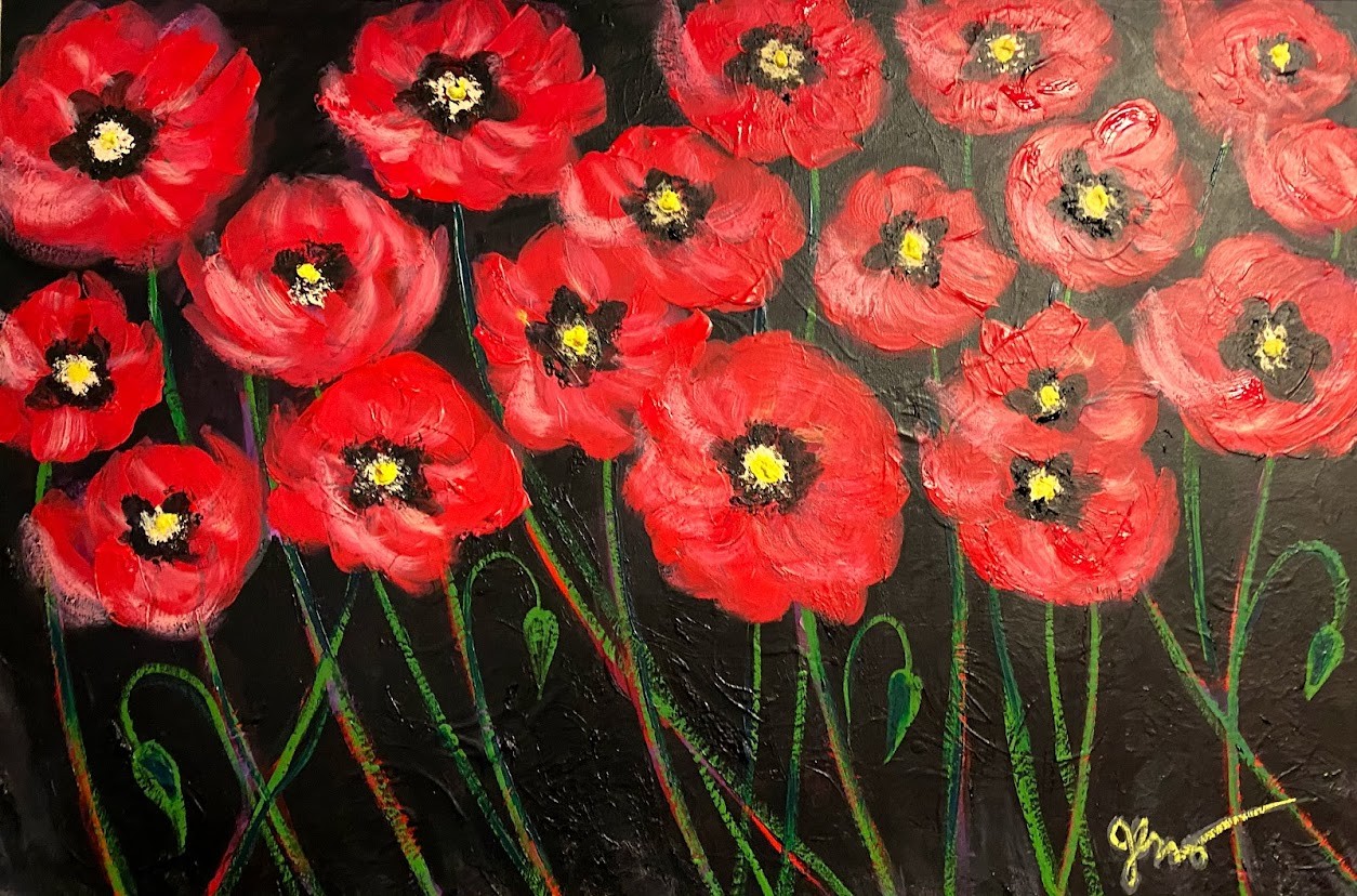 Poppys Red 24 x 36 acrylic