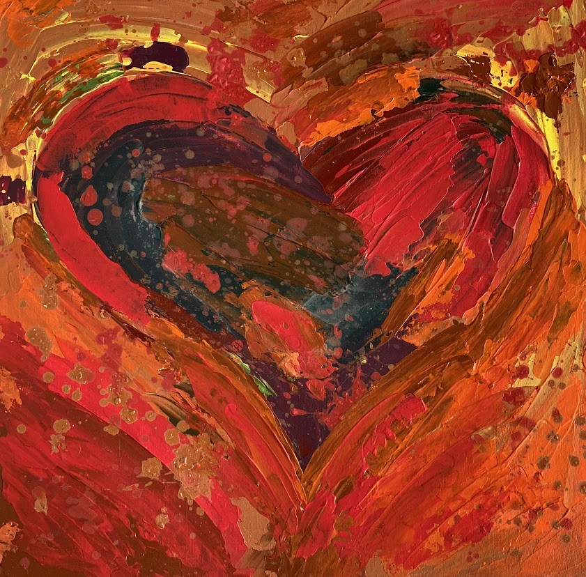 Red Orange Heart 24x24